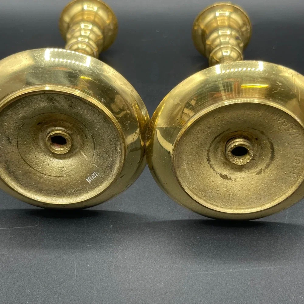 Vintage Brass Candlestick Holders Set of 2 Made in Japan 6.5 Inch Tall Baluster